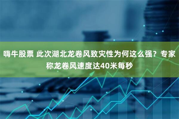 嗨牛股票 此次湖北龙卷风致灾性为何这么强?专家称龙卷风速度达40米每秒